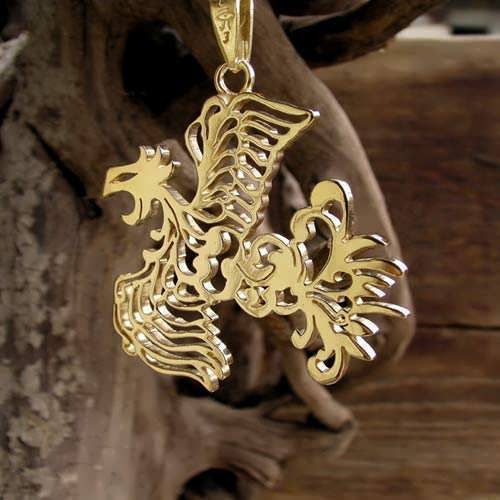 Japanese Phoenix Pendant Gold